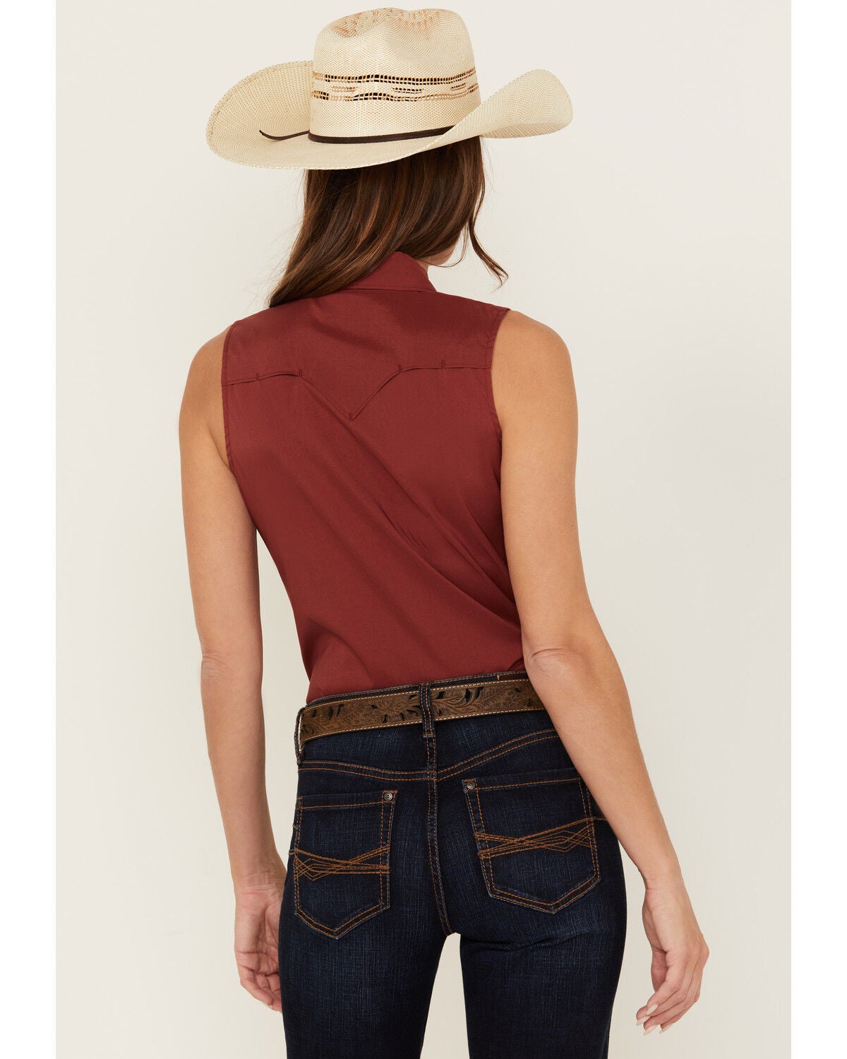 Image #4 - Shyanne Women's Rawlins Riding Performance Stretch Shirt, Brick Red, hi-res