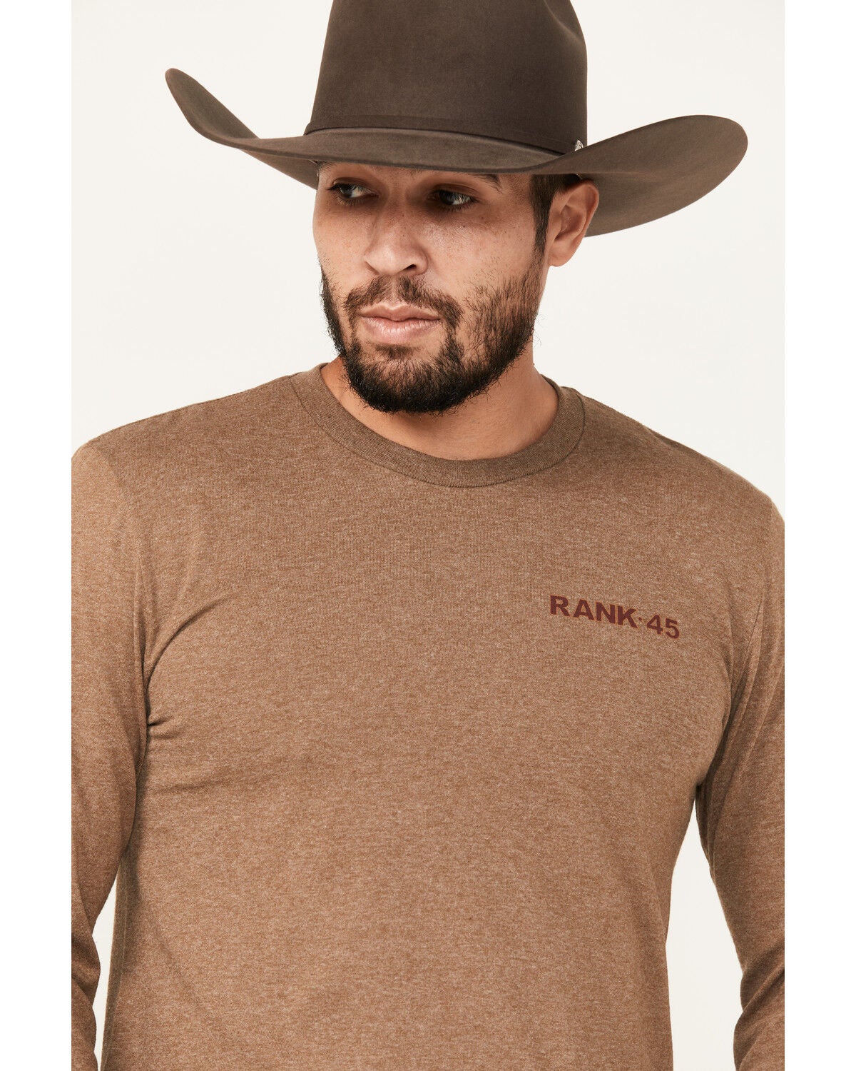 RANK 45® Men's Chardon Western Long Sleeve Graphic T-Shirt, Coffee