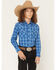 Image #1 - Wrangler Retro Boys' Plaid Print Long Sleeve Snap Western Shirt, Blue, hi-res