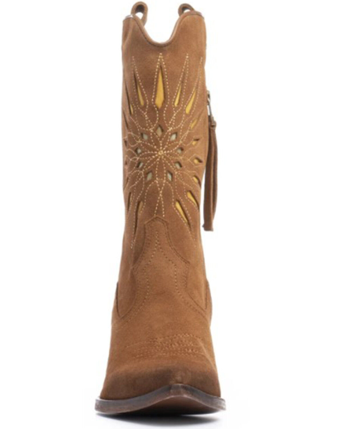 Image #3 - Golo Women's Contrasting Inlaid Sun Western Boots - Round Toe, Camel, hi-res