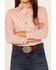 Cruel Girl Girls' Floral Print Long Sleeve Snap Western Shirt, Pink, hi-res