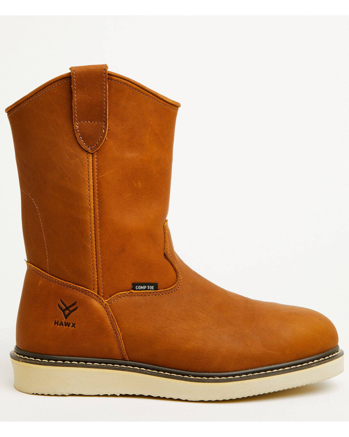 Image #2 - Hawx Men's Pull-On Barnyard Leather Work Boots - Composite Toe, Tan, hi-res