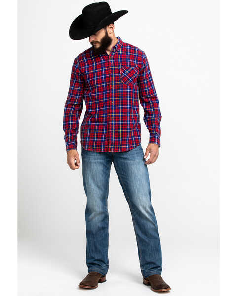 Image #6 - Levi's Men's Red Mondy Plaid Long Sleeve Western Flannel Shirt , Red, hi-res