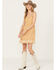Bila77 Women's Lily Floral Embroidered Dress, Mustard, hi-res