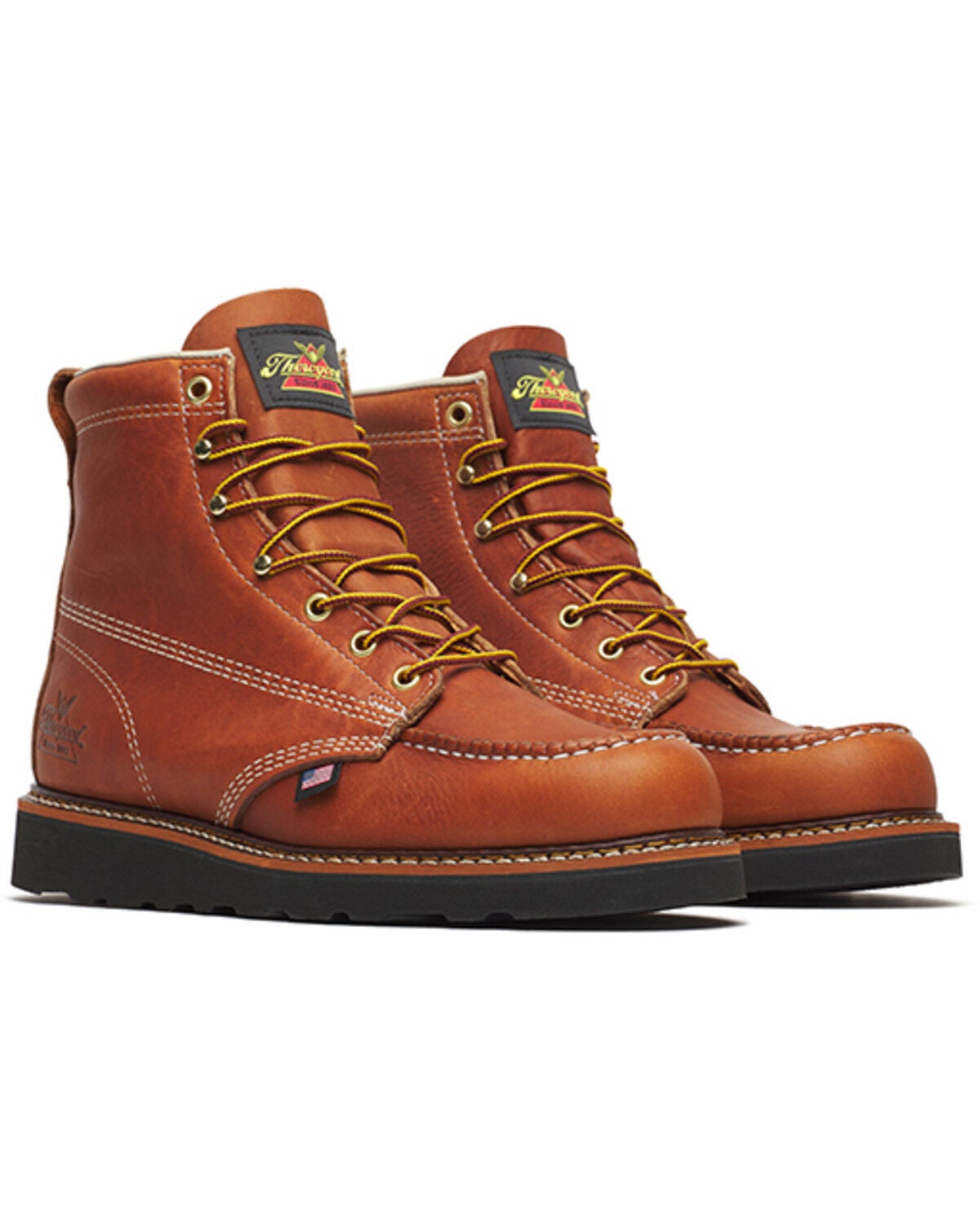 Thorogood Men's 6" American Heritage MAXWear Moc Wedge Work Boots - Soft Toe, Brown, hi-res