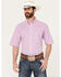 Resistol Men's Davie Checkered Print Short Sleeve Button Down Western Shirt, Light Purple, hi-res