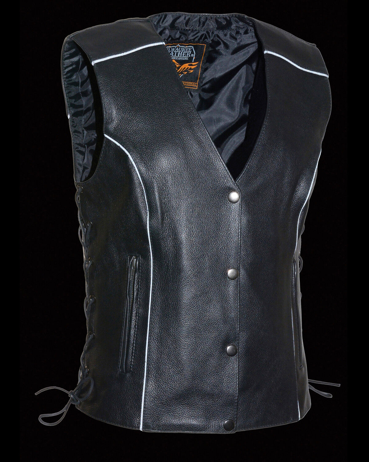 Image #2 - Milwaukee Leather Women's Side Lace Concealed Carry Vest - 5X, Black, hi-res