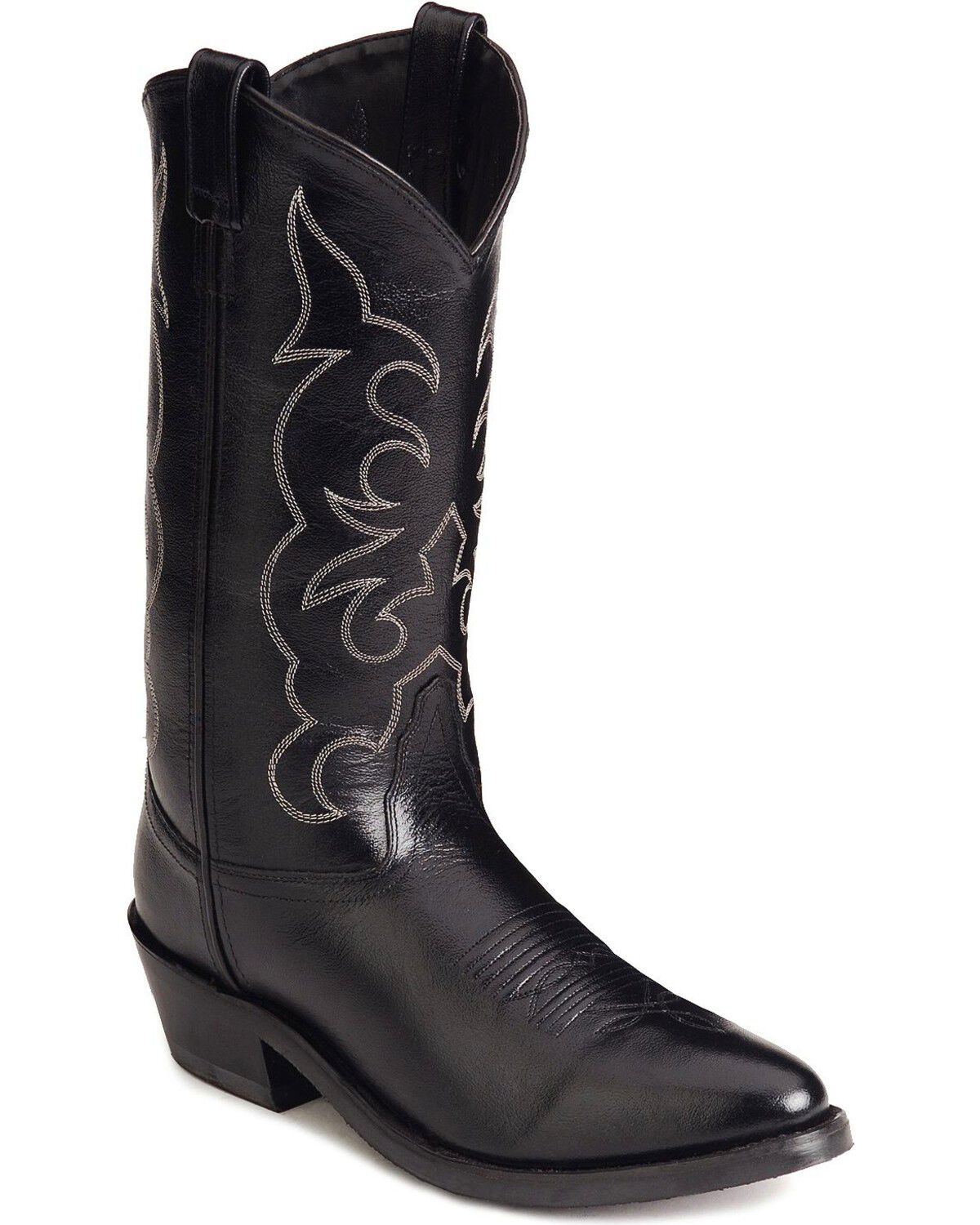 Image #1 - Old West Men's Trucker Western Work Boots - Soft Toe, Black, hi-res