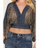 Image #3 - Beyond The Radar Women's Paisley Print Mesh Long Sleeve Top, Blue, hi-res