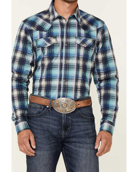 Image #3 - Cody James Men's Mission Large Plaid Long Sleeve Snap Western Shirt - Big & Tall, Blue, hi-res