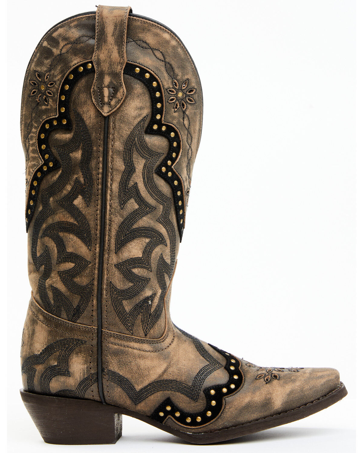Image #2 - Laredo Women's Skyla Floral Studded Western Performance Boots - Snip Toe, Dark Brown, hi-res