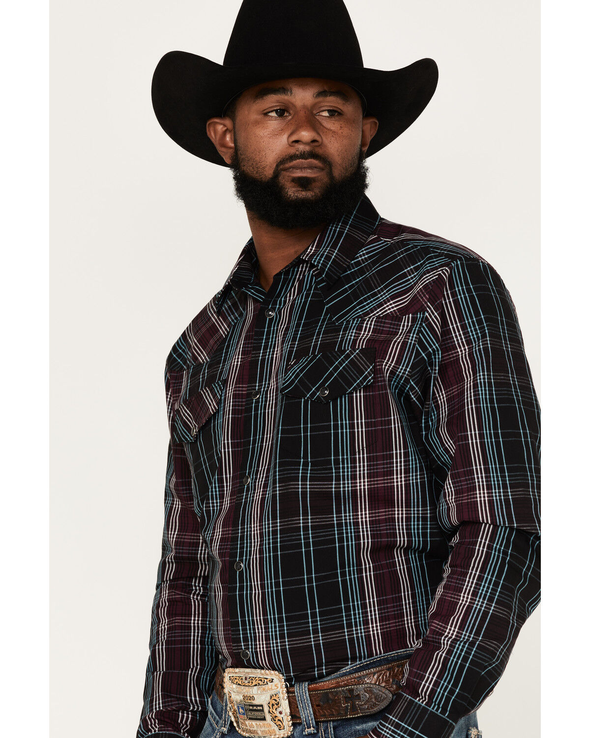 Image #2 - Gibson Men's Purple Hazed Plaid Snap Western Shirt, Purple, hi-res