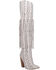 Image #1 - Dingo Women's Kitty Kat Snake Print Fringe Tall Western Boot - Round Toe, White, hi-res