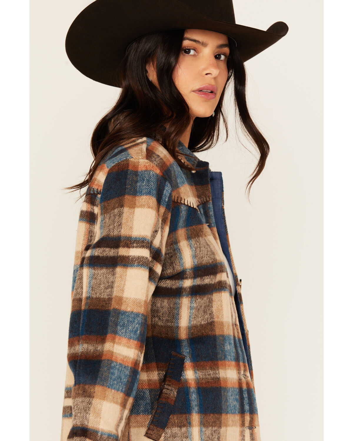 Image #2 - Idyllwind Women's Dowlan Plaid Print Shacket, Indigo, hi-res