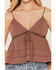 Image #5 - Cleo + Wolf Women's Solid Sleeveless Peplum Tank Top, Brown, hi-res