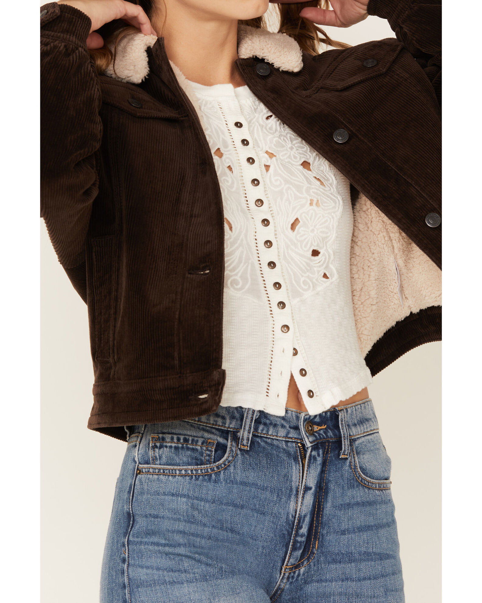 Corduroy sherpa trucker jacket womens hotsell