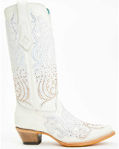 Image #2 - Corral Women's Crystal Embroidered Western Boots - Snip Toe , White, hi-res
