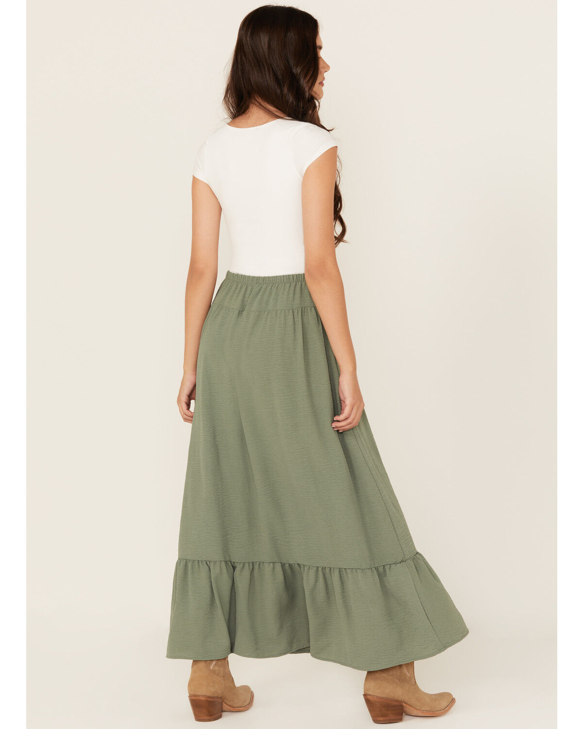 Image #3 - Originality Women's Front Yoke Midi Skirt, Sage, hi-res