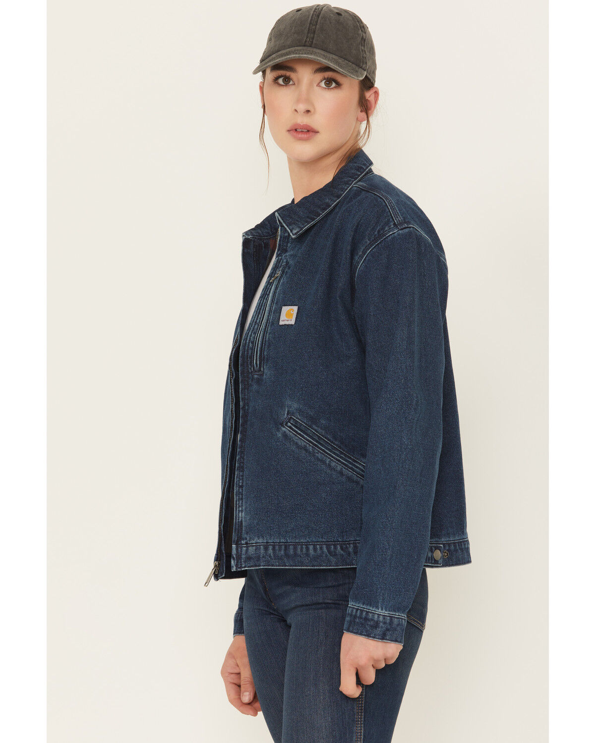 Image #3 - Carhartt Women's Detroit Loose Fit Denim Jacket, Medium Blue, hi-res