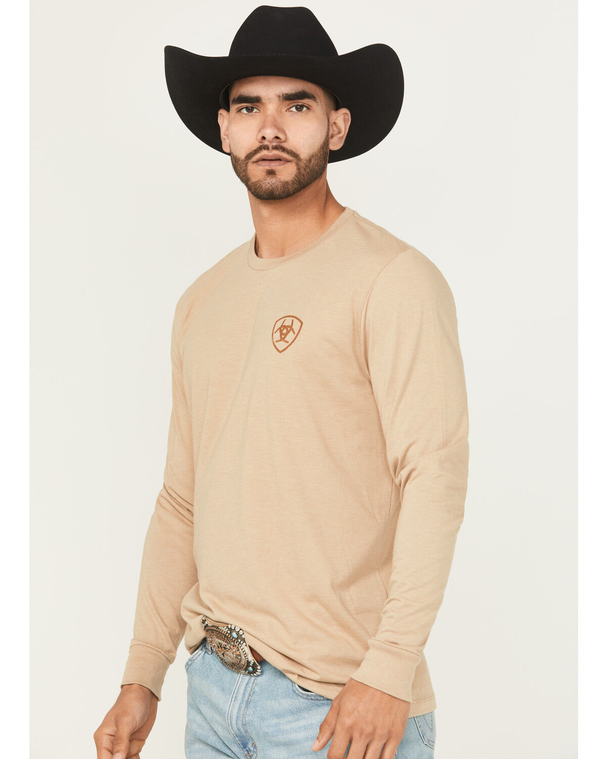 Image #3 - Ariat Men's Boot Barn Exclusive Stone Arrowhead Long Sleeve Graphic T-Shirt, Sand, hi-res