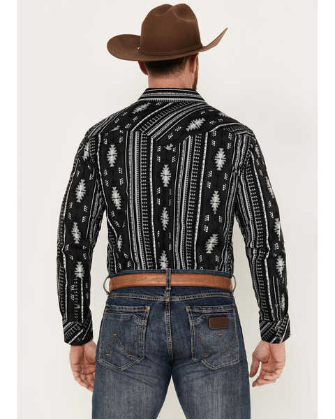 Image #4 - Rock & Roll Denim Men's Southwestern Striped Long Sleeve Western Snap Shirt, Black, hi-res