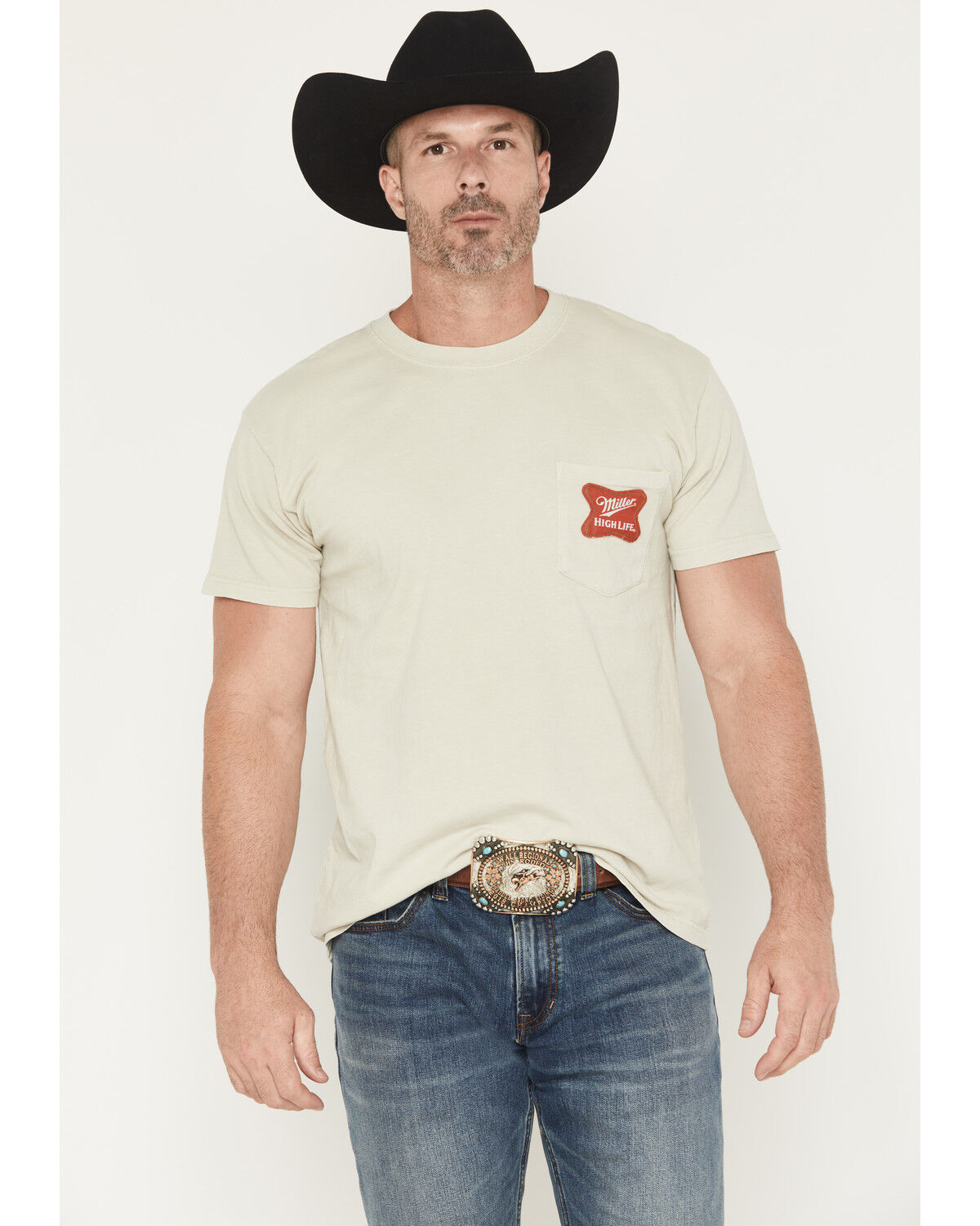 Image #1 - Miller Men's High Life Moon Short Sleeve Graphic T-Shirt, Natural, hi-res