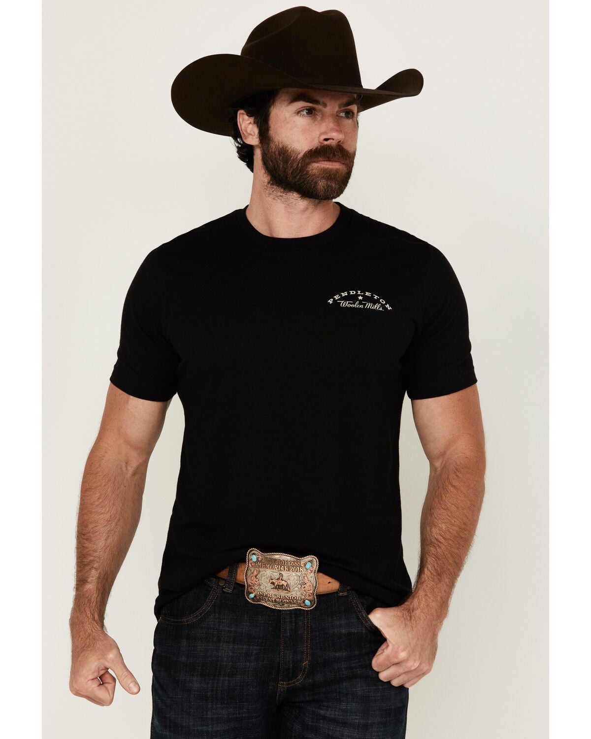 Image #5 - Pendleton Men's Boot Barn Exclusive Eagle Logo Short Sleeve Graphic T-Shirt, Black, hi-res