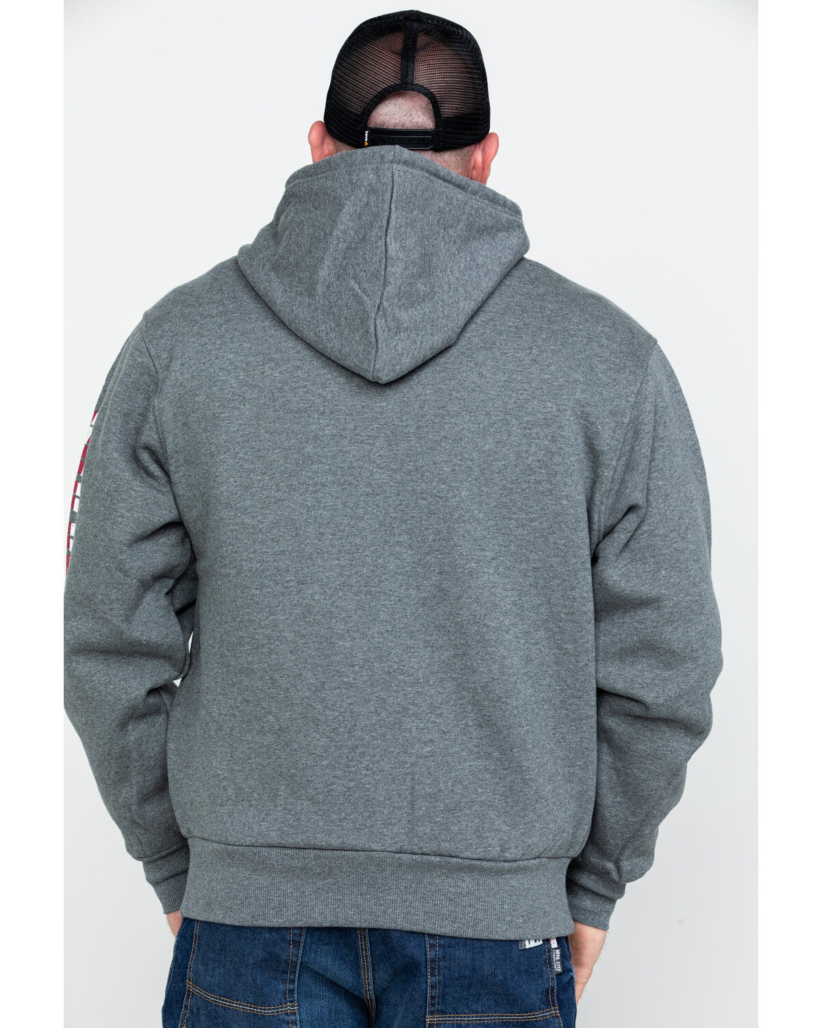 Image #2 - Wolverine Men's FR Logo Sleeve Zip-Up Work Hoodie, Ash, hi-res