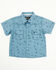 Image #1 - Cowboy Hardware Toddler Boys' Branding Iron Short Sleeve Snap Western Shirt, Blue, hi-res