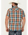 Image #4 - Pendleton Men's Frontier Plaid Print Short Sleeve Pearl Snap Western Shirt, Teal, hi-res