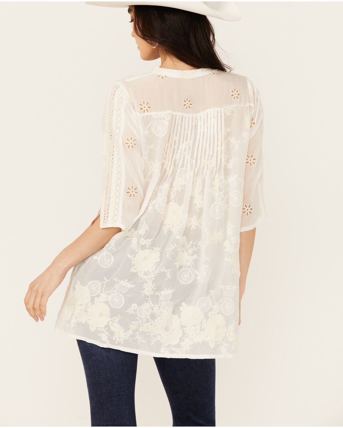 Image #4 - Johnny Was Women's V Neck Tunic, White, hi-res
