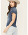 Image #4 - Wrangler Women's Modern Denim Short Sleeve Snap Shrunken Western Shirt, Blue, hi-res