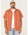 Image #1 - Cinch Men's Camp Trailblazer Allover Beach Print Short Sleeve Button Down Western Shirt , Orange, hi-res