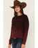 Image #2 - RANK 45&reg; Women's Long Sleeve Ombre Pullover Sweater, Burgundy, hi-res