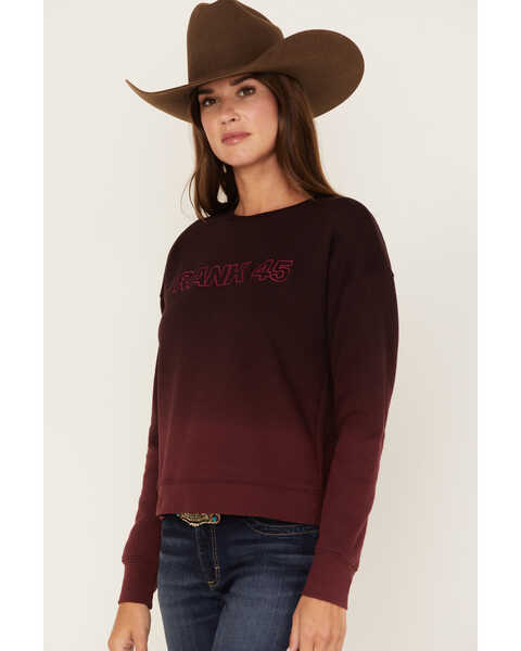 Image #2 - RANK 45® Women's Long Sleeve Ombre Pullover Sweater, Burgundy, hi-res