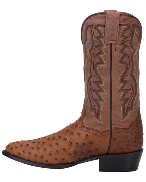 Dan Post Men's Tempe Full Quill Ostrich Cowboy Boots -  Medium Toe, Saddle Tan, hi-res