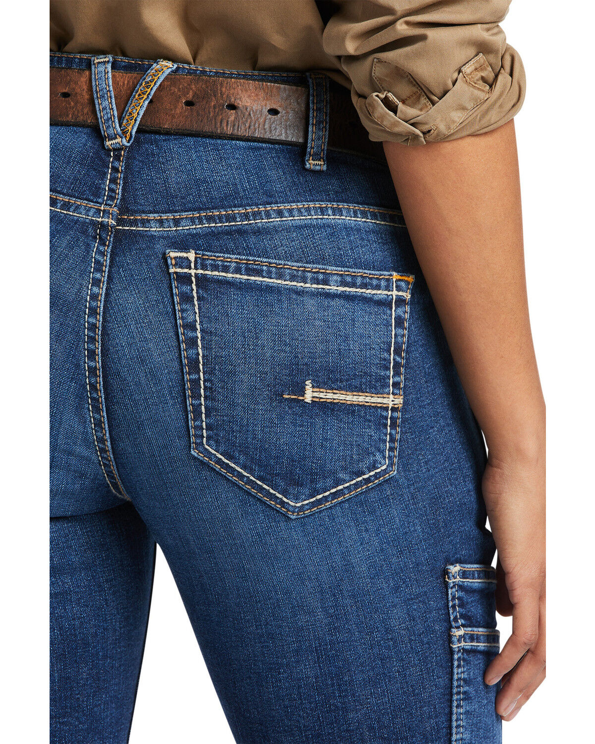Image #5 - Ariat Women's Rebar Pilar Medium Wash Flex Riveter Bootcut Work Jeans, Blue, hi-res