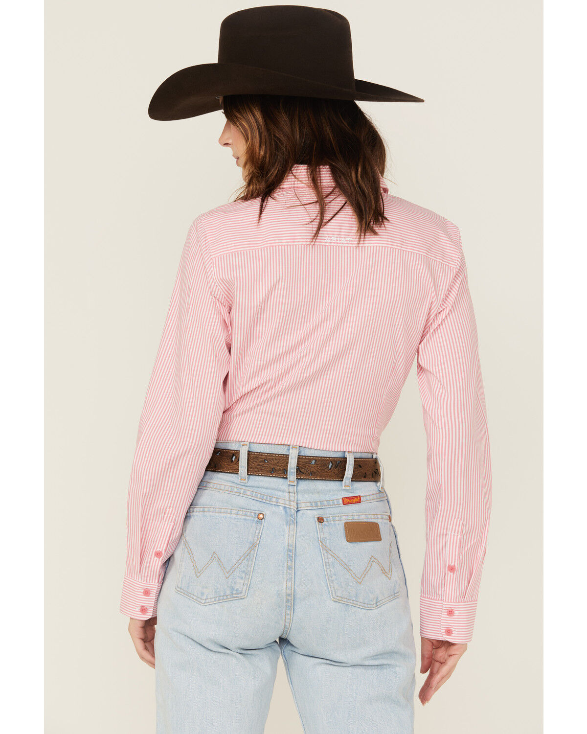 Image #4 - Ariat Women's Kirby Striped Long Sleeve Button-Down Stretch Western Shirt, Pink, hi-res