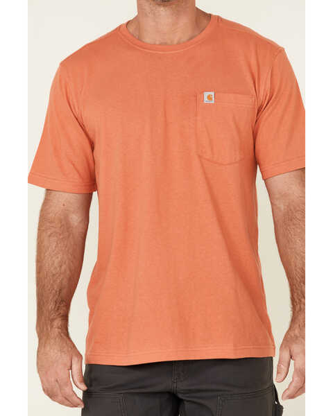 Carhartt Men's Red Clay Solid Relaxed Short Sleeve Work T-Shirt , Red, hi-res