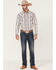 Image #2 - Moonshine Spirit Men's Stripe Plaid Long Sleeve Snap Western Shirt, White, hi-res