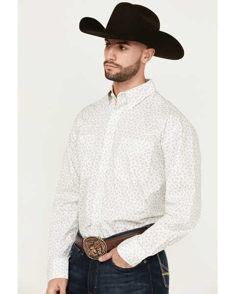 Image #2 - George Strait by Wrangler Men's Paisley Print Long Sleeve Button-Down Stretch Western Shirt, White, hi-res