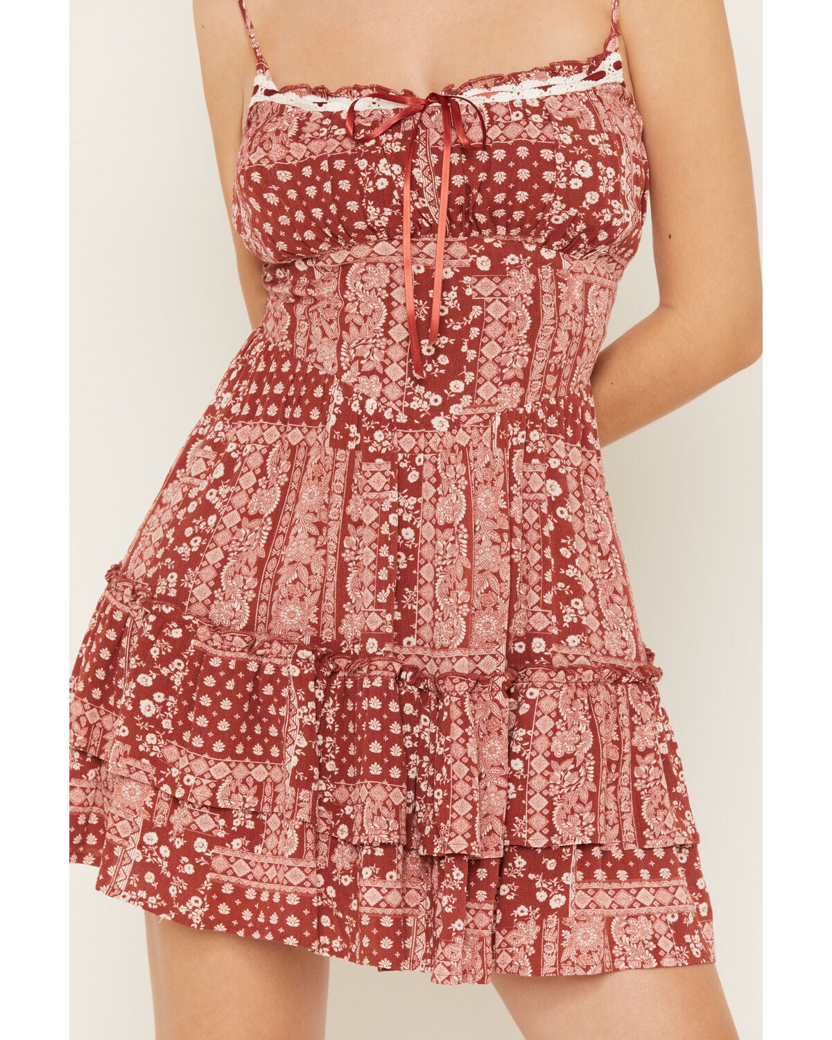 Image #5 - Cleo + Wolf Women's Bandana Print Sleeveless Tie Back Mini Dress, Brick Red, hi-res