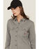 Image #2 - Forge Workwear Women's FR Knit Long Sleeve Button-Down Work Shirt, Grey, hi-res