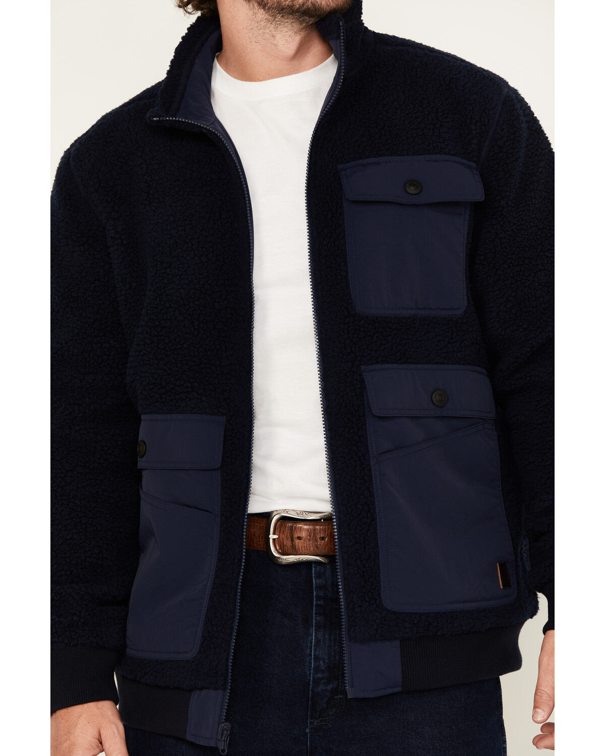 Image #3 - Brothers and Sons Men's Hart Reversible Sherpa Jacket, Navy, hi-res