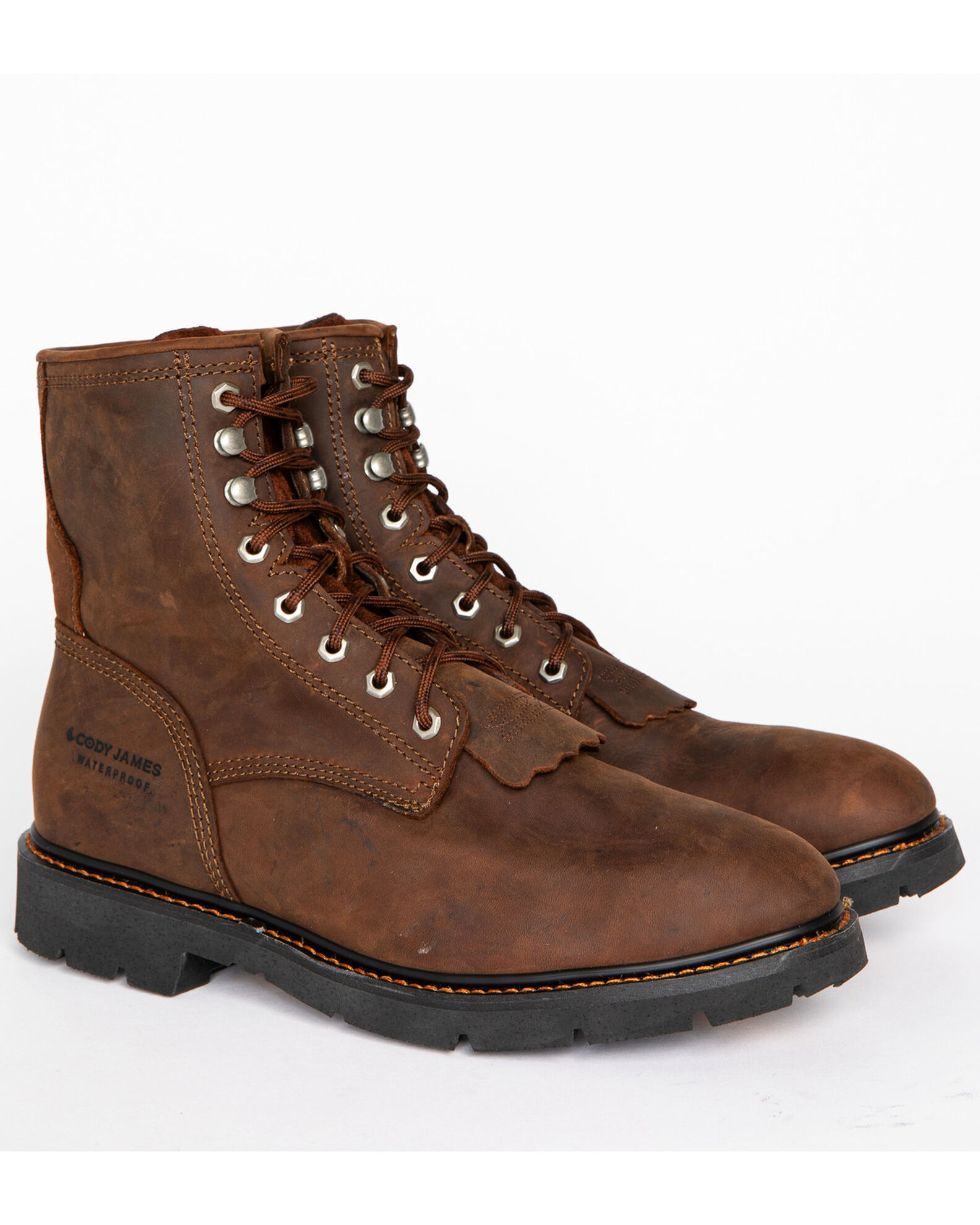 Cody James Men s 8 Mustang Waterproof Lace Up Kiltie Work Boots Round Toe Sheplers
