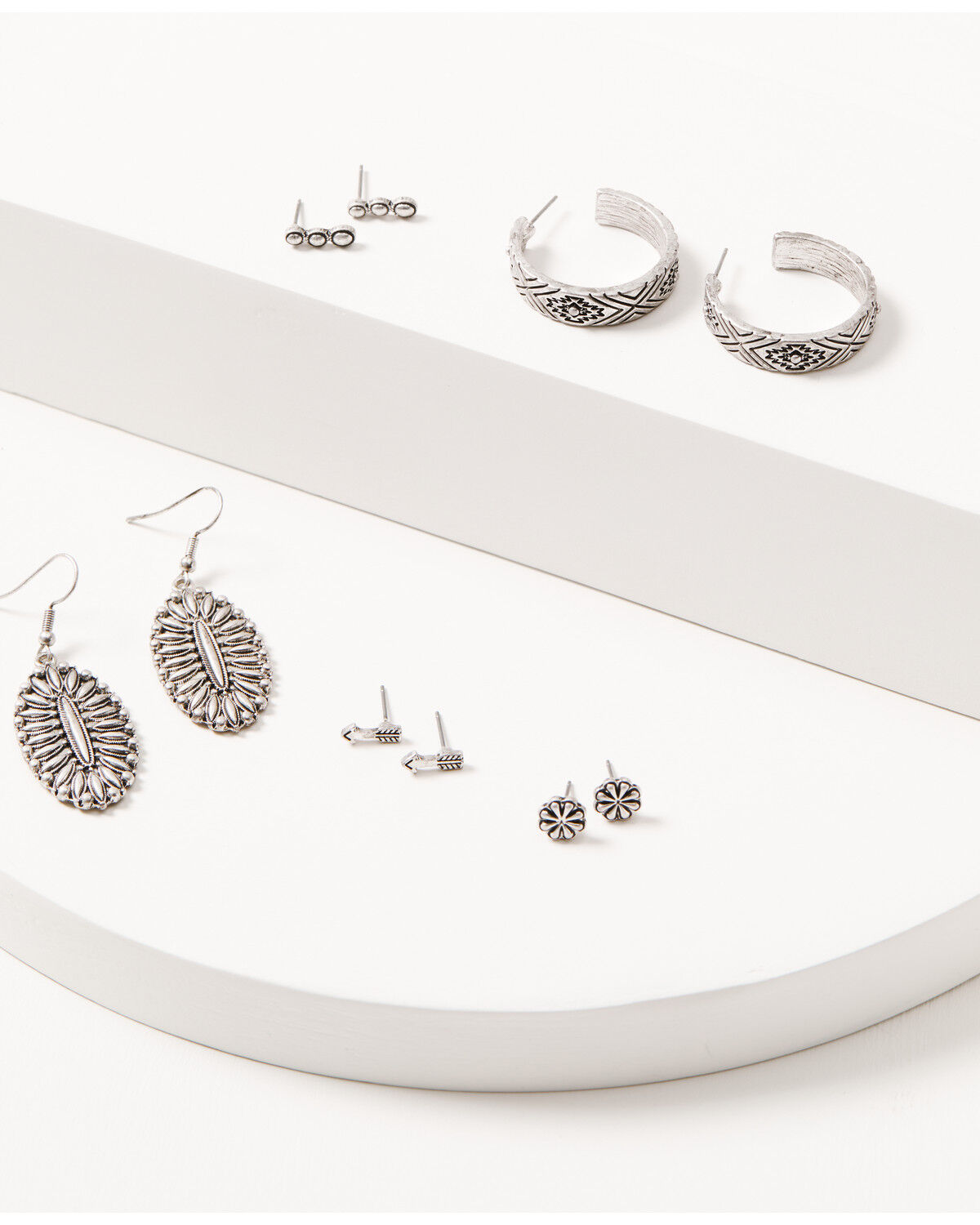 Image #1 - Shyanne Women's Shiloh Ridge Concho Earring Set - 5 Piece, Silver, hi-res