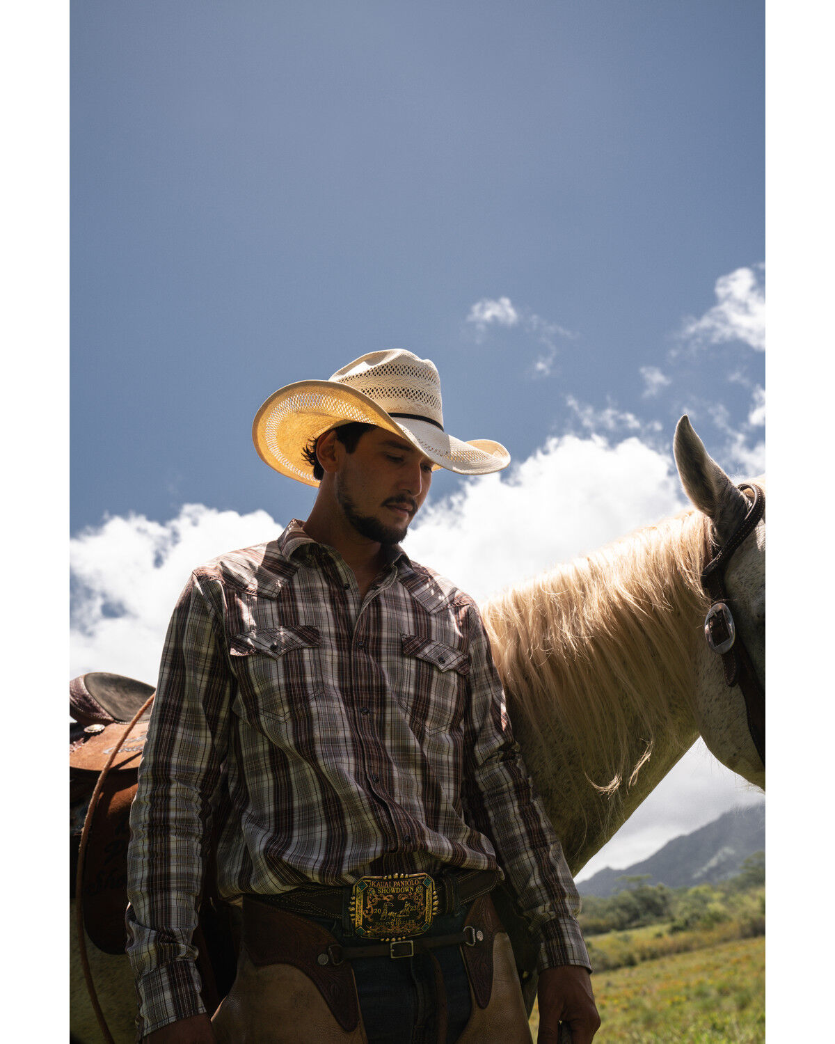 Image #1 - Moonshine Spirit Men's Ricochet Plaid Print Long Sleeve Snap Western Shirt, Purple, hi-res