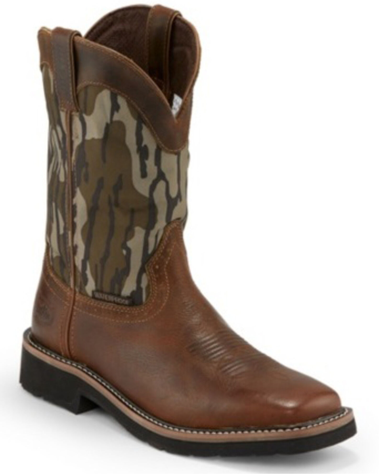 Justin Men s Trekker Bottom Lands Waterproof Western Work Boots Brown