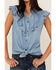 Image #3 - Tasha Polizzi Women's Chambray Ruffle Sleeveless Shirt, Blue, hi-res