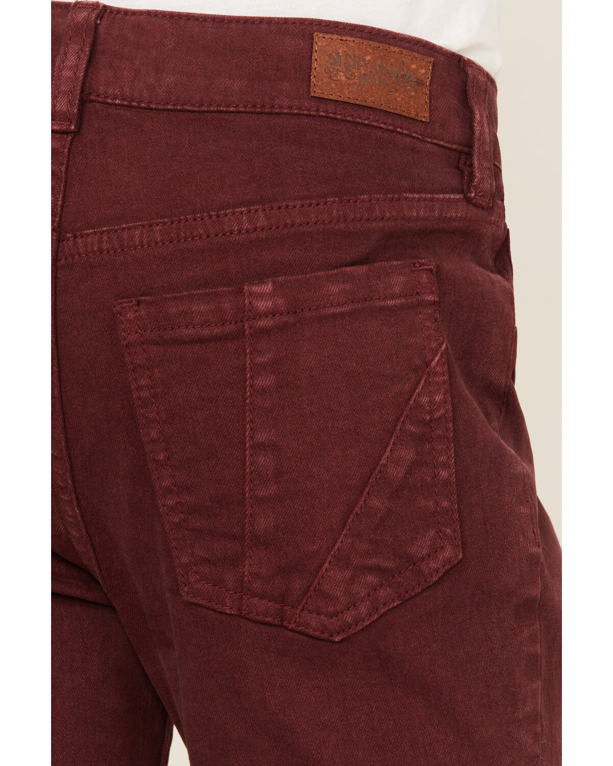 Image #4 - Shyanne Girls' Super Flare Raw Hem Jeans, Burgundy, hi-res